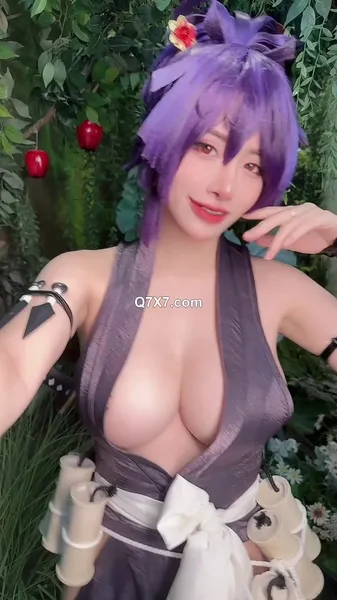 Byoru 4K Cosplay Yuzuriha Cute Friendly Kunoichi Covered In Cum