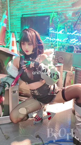 Byoru 4K Cosplay Jane Doe Zenless Zone Zero Sexy Babe Oiled Up Tits In String Bikini