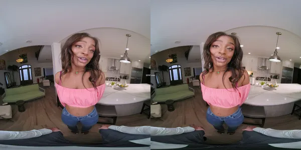 BaDoinkVR - Rhae Woods - Roll in the Rhae - Ebony Hairy Interracial SideBySide 4096p